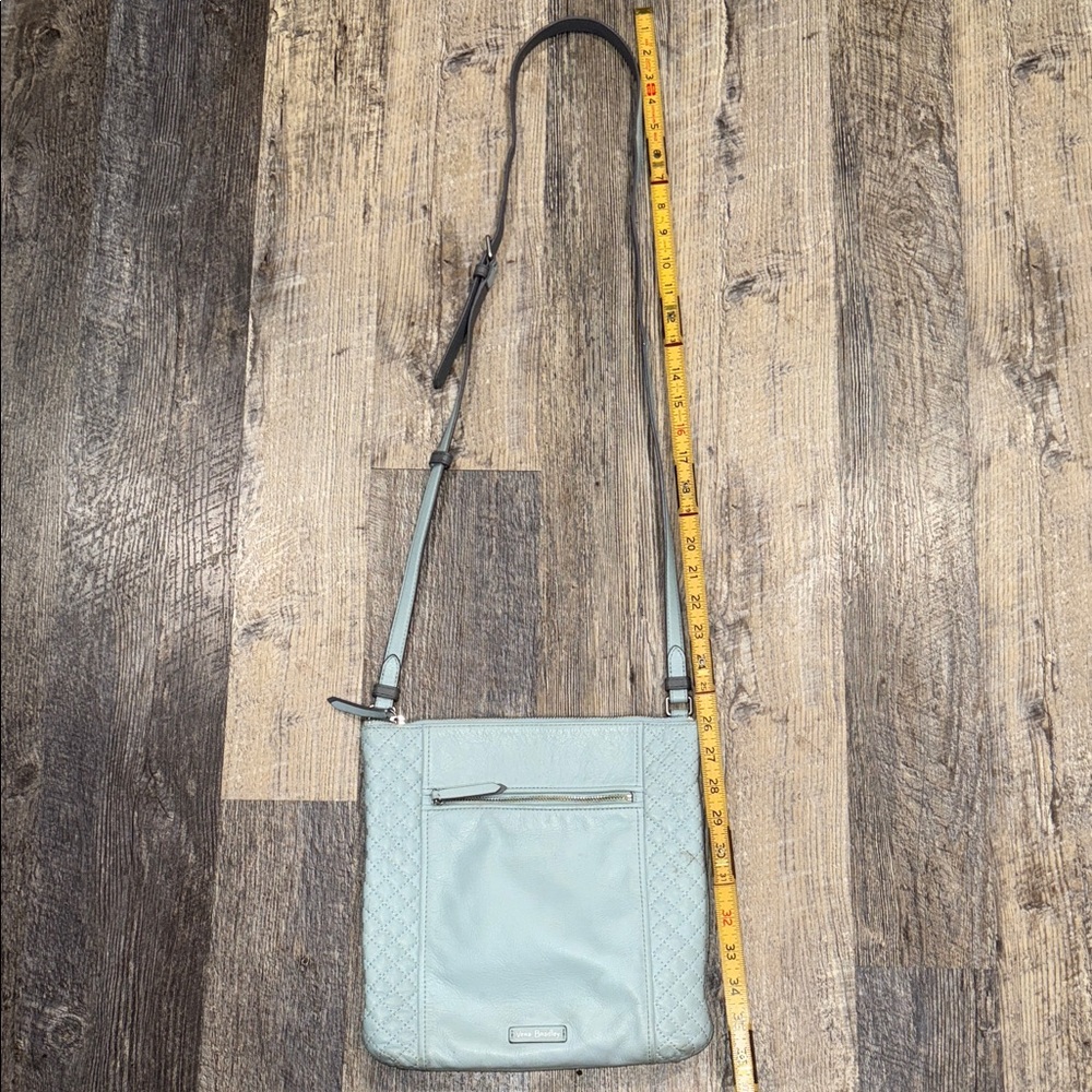 Vera Bradley Sky Blue Leather Quilted Crossbody Bag